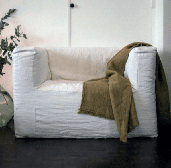 fauteuil lin blanc bohème chic lldeco.fr