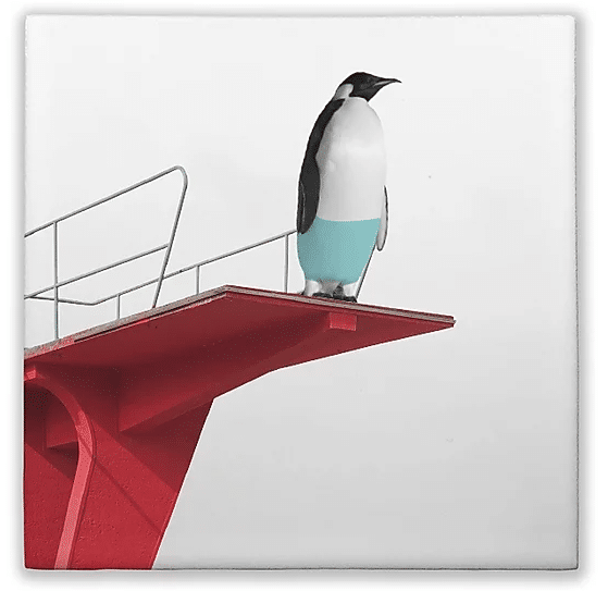 carreau artisanal pingouin sur plongeoir lldeco