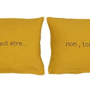 lot 2 coussins message jaune curry lldeco