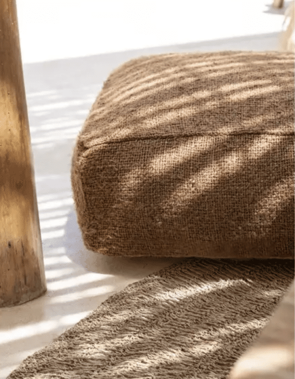 pouf carré Bohème coton tissage artisanal brown, lldeco boutique