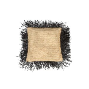 Housse de Coussin Raphia – Noir Naturel – 40×40
