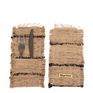 Pochette à Couverts Oh My Gee – Beige Noir – Lot de 4