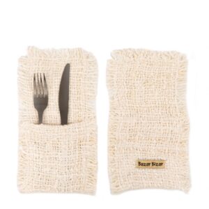 Pochette à couverts Oh My Gee – Crème – Lot de 4