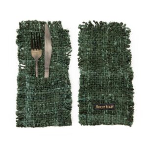 Pochette à Couverts Oh My Gee – Vert Foncé – Lot de 4
