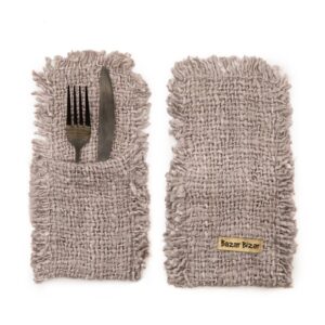Pochette à Couverts Oh My Gee – Gris Perle – Lot de 4