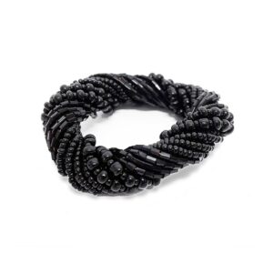 Rond de Serviette en Perles – Noir – Lot de 4