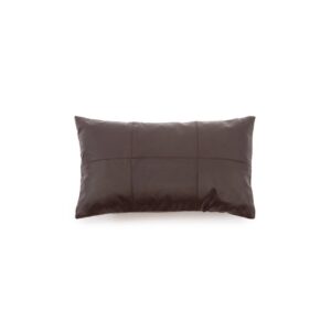 Housse de Coussin en Cuir Six Panneaux – Chocolat – 30×50