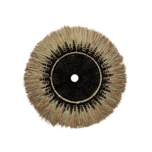 Déco Murale Macramé Raphia – Noir Naturel