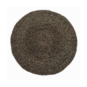 tapis fibre naturelle noir rond lldeco