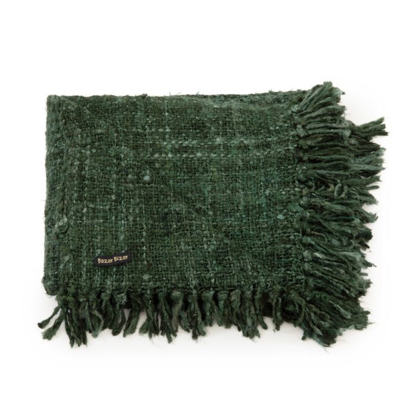 plaid en fibre de coton naturel vert forest by lldeco