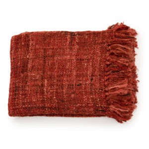 plaid coton naturel tissage main rouge brique by lldeco