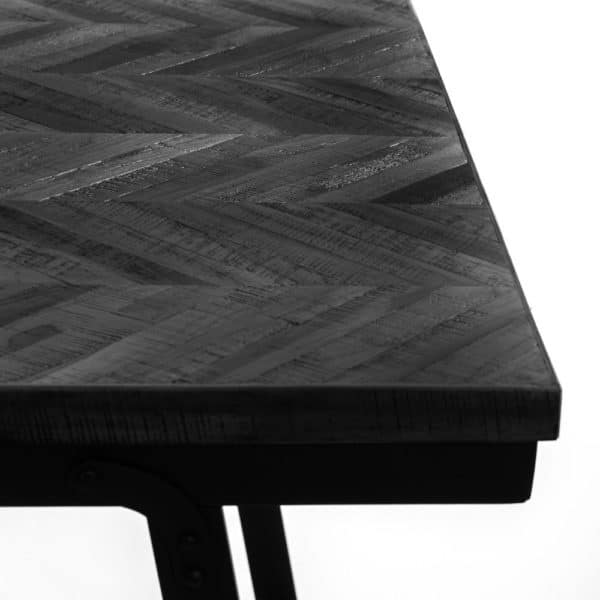table noire bois de teck chevron lldeco.fr