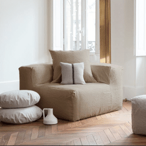 canapé et fauteuil angle marque française en lin naturel