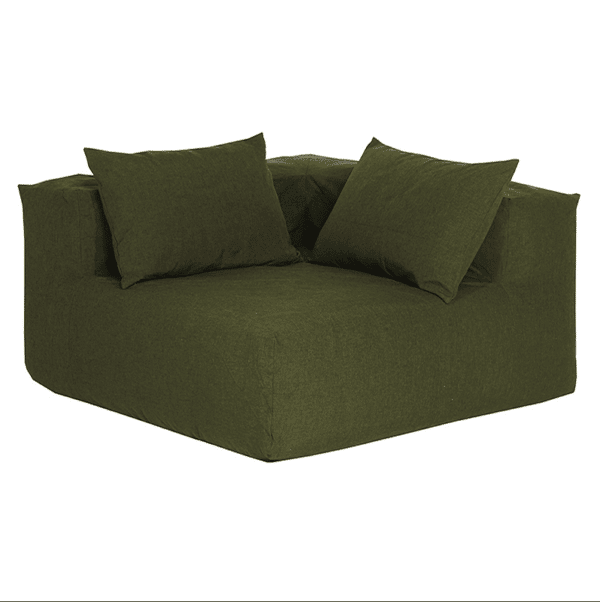 grand fauteuil lin vert olive bohème chic