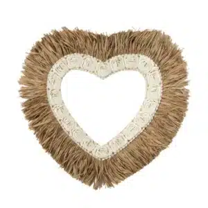DECORATION MURALE COEUR EN COQUILLAGE RAPHIA NATURE LLDECO