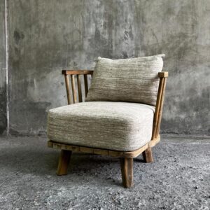 fauteuil en teck recyclé beige lldeco