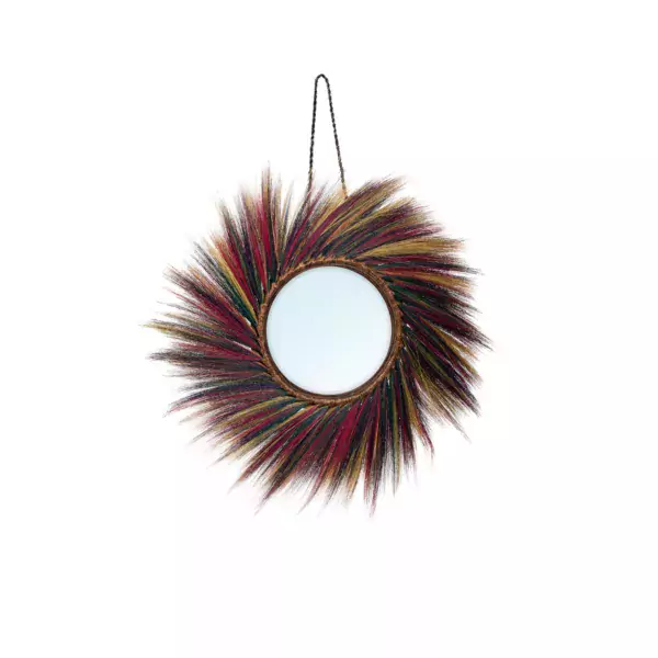 miroir multicolor, polychrome de fibres naturelles par lldeco