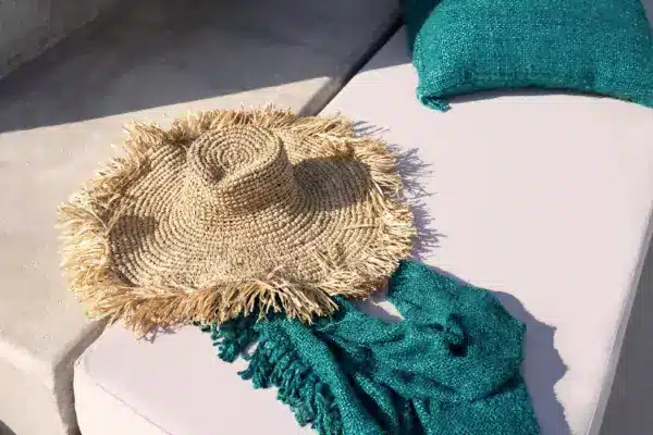 Plaid serviette piscine luxe tissage main coton naturel lldeco