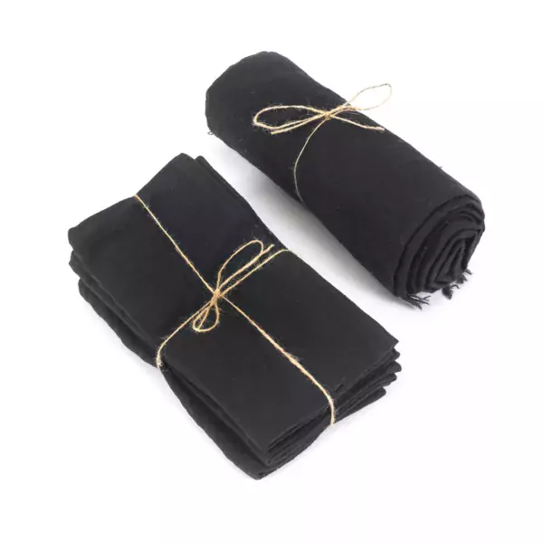 serviettes en lin naturel noir lldeco