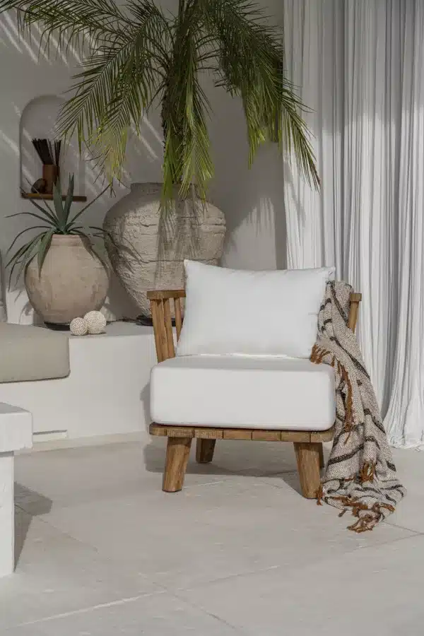 fauteuil malawi blanc naturel
