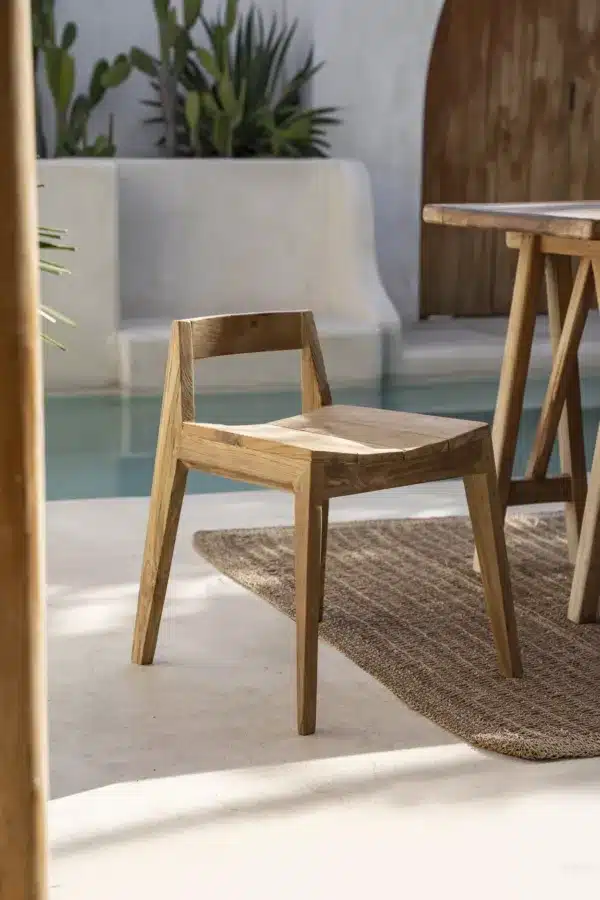 chaise durable écologique, ydra naturel intérieur/extérieur, en teck recyclé, une sélection de meubles éthiques par lldeco.fr