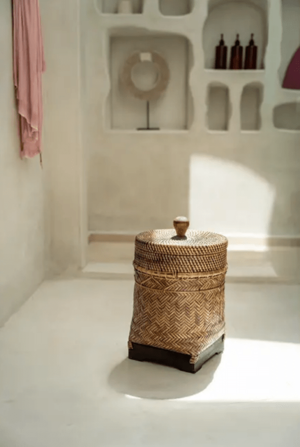 panier poubelle de salle de bain rotin brun naturel - Bazar Bizar