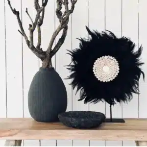 Décoration Bohème Plumes Juju Sur Pied - Noir - S