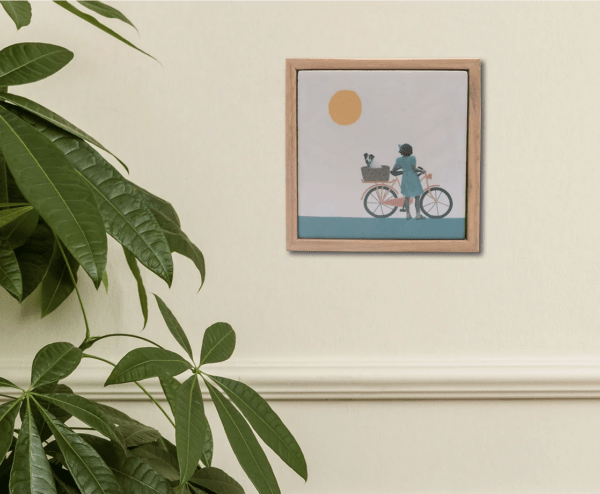 carreau céramique artiste française "la petite fille au vélo" 🇫🇷