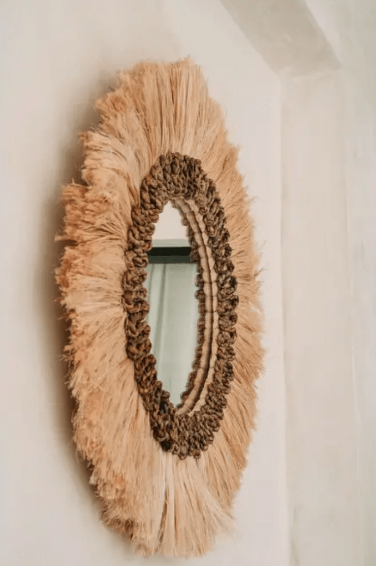 miroir en fibre naturelle bohème