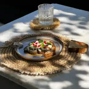 set de table coquillage raphia naturel