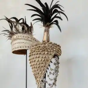 chapeau ethnique coquillages noir naturel