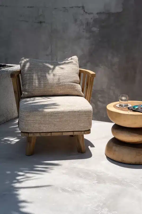 fauteuil en teck recyclé malawi naturel beige