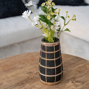 Vase Cutie – Noir & Raphia – Grand