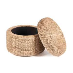 Pouf coffre rond naturel – The Circle