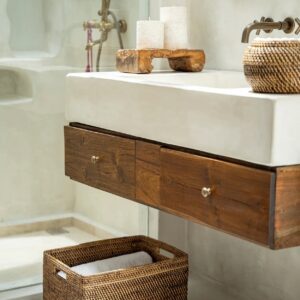 Panier à magazines colonial en rotin naturel – Grand — vue 2