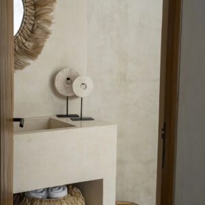 Disque en marbre sur pied – Blanc – M