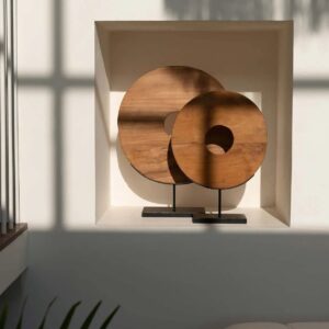 Disque en teck sur pied — Grand modèle