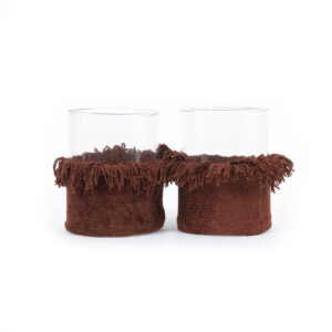 Bougeoir en verre habillé velours – Burgundy, taille L