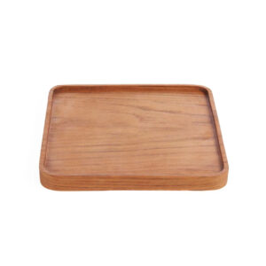 Assiette carrée en teck naturel – M