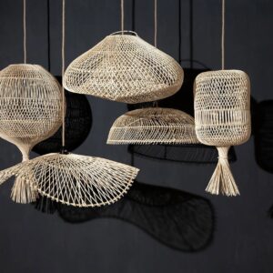 Lampadaire Dumpling en rotin naturel — M — vue 2