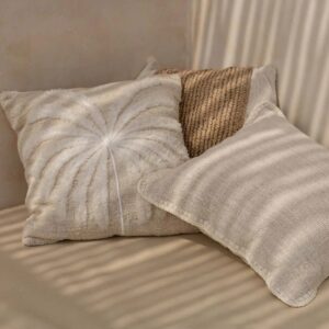 Housse de coussin en raphia et coton – Blanc naturel — vue 2