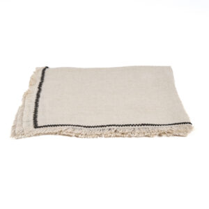 Serviette de table Tuscany – Lin Naturel & Noir – 45x45 cm — vue 2
