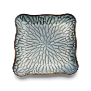 Grande assiette carrée en céramique Lotus Ice – Gris Brun — vue 2