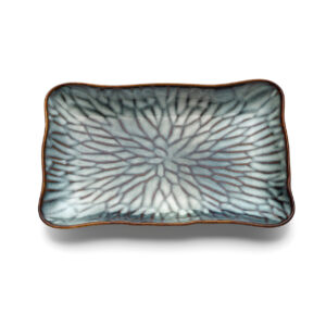 Assiette rectangulaire en céramique Lotus Ice – Gris Brun – L