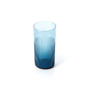 Grand verre à eau strié bleu azur