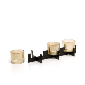 Trio Noir – Bougeoir Triple en Laiton et Verre