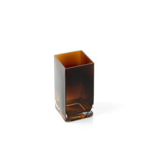 Vase cubique en verre ambré – S