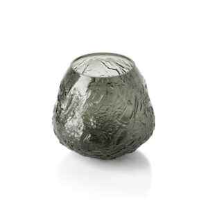 Vase en verre noir texturé – Earth Crater – Grand