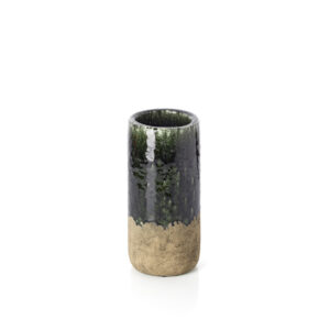 Vase cylindre en grès – Vert Mousse – M