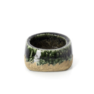 Moss Bowl — cache-pot en grès vert béton (bas)